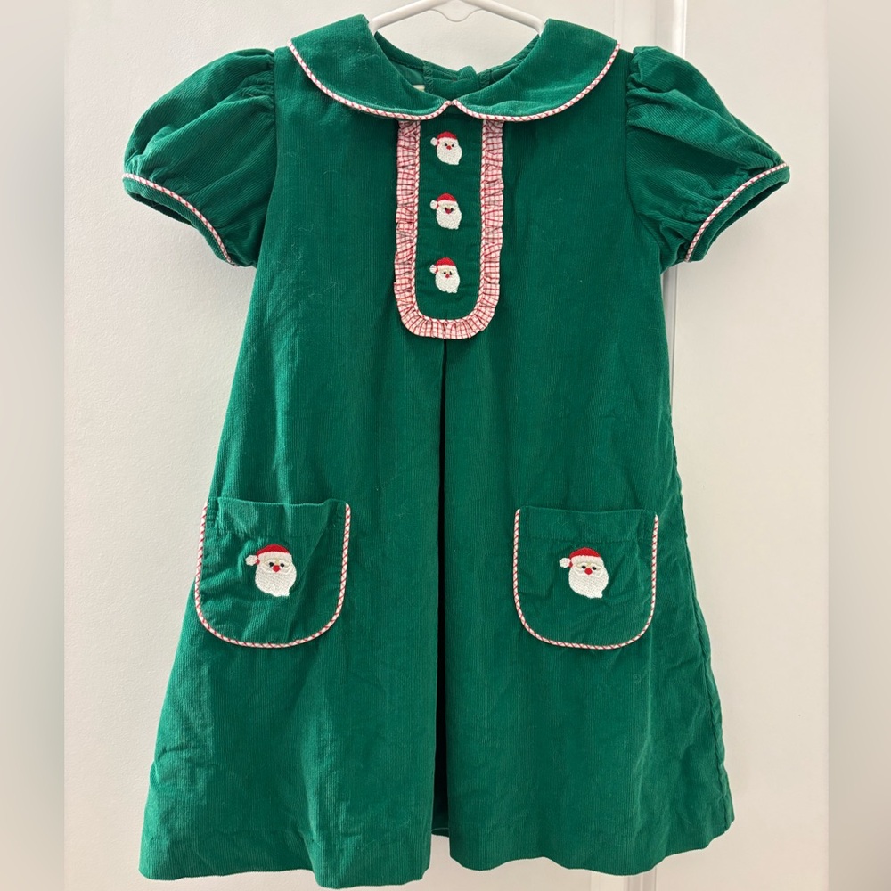 Zucinni kids Green Santa Embroidered Dress